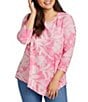 Calessa Plus Size Burnout Stretch Tie Dye Asymmetric Hem Tunic - Image 1