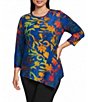 Calessa Plus Size Burnout Tie-Die Crew Neck Short Sleeve Top - Image 1