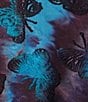 Calessa Plus Size Burnout Tie-Dye Butterfly Crew Neck 3/4 Sleeve Asymmetric Dipped Hem Tunic, Color:Blue Multi - Image 4
