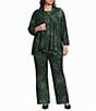 Calessa Plus Size Coordinating Jacquard Knit Draped Neck Long Sleeve Open Front Cardigan - Image 3