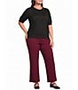 Calessa Plus Size Coordinating Knit Check Straight Leg Crop Pants - Image 3