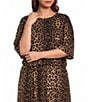 Calessa Plus Size Coordinating Leopard Round Neck Elbow Sleeve Top - Image 1