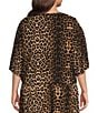 Calessa Plus Size Coordinating Leopard Round Neck Elbow Sleeve Top - Image 2