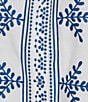 Color:White/Blue - Image 4 - Plus Size Embroidered Crew Neck 3/4 Sleeve Tunic