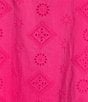 Calessa Plus Size Embroidered High Ruffled Split V-Neck Short Puff Sleeve Tunic, Color:Fuchsia - Image 4