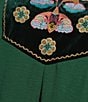 Calessa Plus Size Embroidered Patchwork Print Round Split V-Neck 3/4 Sleeve Tunic, Color:Emerald Multi - Image 4