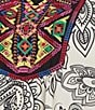 Calessa Plus Size Embroidered Patchwork Print Split V-Neck 3/4 Sleeve Tunic, Color:Black Multi - Image 4