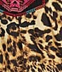 Calessa Plus Size Embroidered Cheetah Patchwork Print Split V-Neck 3/4 Sleeve Tunic, Color:Black Multi - Image 4