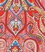 Calessa Plus Size Embroidered Patchwork Print Split V-Neck 3/4 Sleeve Tunic, Color:Red Multi - Image 4