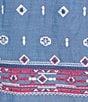Calessa Plus Size Embroidered Point Collar Long Roll-Tab Sleeve Button Front Tunic, Color:Indigo - Image 5