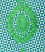 Calessa Plus Size Embroidered Retro Printed Split V-Neck 3/4 Sleeve Tunic, Color:Lime/Green - Image 6