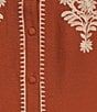 Calessa Plus Size Embroidered Ruffle Split V-Neck 3/4 Sleeve Button Front Tunic - Image 4