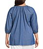 Calessa Plus Size Embroidered Split V-Neck 3/4 Sleeve Tunic - Image 2