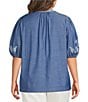 Calessa Plus Size Embroidered Split V-Neck 3/4 Sleeve Tunic - Image 2
