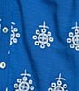 Calessa Plus Size Embroidered Split V-Neck Long Sleeve Button Front Tunic, Color:Blue/White - Image 4