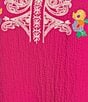 Calessa Plus Size Embroidered Split V-Neck Long Sleeve Tunic, Color:Fuchsia Multi - Image 4