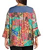 Calessa Plus Size Embroidered Split V-Neck Patchwork-Sleeve Tunic - Image 2