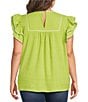 Calessa Plus Size Embroidered Split V-Neck Ruffle Sleeve Tunic - Image 2