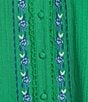 Calessa Plus Size Embroidered Split V-Neck Short Sleeve Button Front Tunic, Color:Green - Image 4