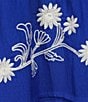 Calessa Plus Size Embroidered Split V-Neck Short Sleeve Tiered Belted Maxi Dress, Color:Blue/White - Image 3