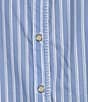 Calessa Plus Size Embroidered Stripe Split V-Neck 3/4 Sleeve Button Front Shirt, Color:Blue/White - Image 6