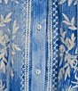 Color:Blue Multi - Image 5 - Plus Size Embroidered Tie Dye Split V-Neck 3/4 Sleeve Tunic