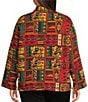Calessa Plus Size Festive Patchwork Stand Collar Long Sleeve Button-Front Reversible Shirt Jacket, Color:Emerald Multi - Image 2