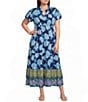 Calessa Plus Size Floral Split V-Neck Elasticized Short Sleeve Tiered Maxi Dress - Image 1