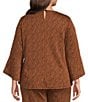 Calessa Plus Size Jacquard Knit Crewneck 3/4 Sleeve Coordinating Tunic - Image 2