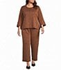 Calessa Plus Size Jacquard Knit Wide Leg Pull-On Coordinating Pants - Image 3