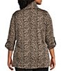 Calessa Plus Size Jacquard Knit Zebra Print Cowl Neck 3/4 Sleeve Tunic, Color:Sand/Black - Image 2