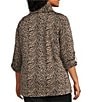Calessa Plus Size Jacquard Knit Zebra Print Cowl Neck 3/4 Sleeve Tunic, Color:Sand/Black - Image 4
