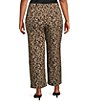 Calessa Plus Size Knit Animal Print Wide Leg Pull-On Coordinating Pants - Image 2