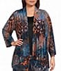 Calessa Plus Size Knit Burnout Draped Front 3/4 Sleeve Open Front Coordinating Cardigan - Image 1