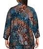 Calessa Plus Size Knit Burnout Draped Front 3/4 Sleeve Open Front Coordinating Cardigan - Image 2