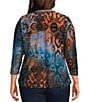 Calessa Plus Size Knit Burnout Round Neck 3/4 Sleeve Asymmetric Coordinating Tunic - Image 2