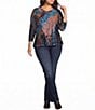 Calessa Plus Size Knit Burnout Round Neck 3/4 Sleeve Asymmetric Coordinating Tunic - Image 3