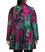 Calessa Plus Size Knit Burnout Tie-Dye Knit Long Sleeve Open-Front Shawl Cardigan, Color:Fuchsia/Lime - Image 2