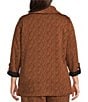 Calessa Plus Size Knit Chevron Contrast Trim Cowl Neck 3/4 Roll-Tab Sleeve Coordinating Tunic - Image 2