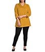 Calessa Plus Size Knit Cowl Neck 3/4 Roll-Tab Sleeve Tunic - Image 3