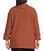 Calessa Plus Size Knit Cowl Neck 3/4 Roll-Tab Sleeve Tunic - Image 2