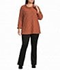 Calessa Plus Size Knit Cowl Neck 3/4 Roll-Tab Sleeve Tunic - Image 3