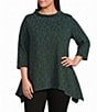 Calessa Plus Size Knit Cowl Neck 3/4 Sleeve Tunic - Image 1