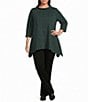 Calessa Plus Size Knit Cowl Neck 3/4 Sleeve Tunic - Image 3