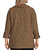 Calessa Plus Size Knit Cowl Neck Long Roll-Tab Sleeve Tunic - Image 2