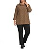 Calessa Plus Size Knit Cowl Neck Long Roll-Tab Sleeve Tunic - Image 3