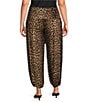 Calessa Plus Size Knit Jersey Leopard Print Coordinating Balloon Ankle Pants - Image 2