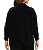 Calessa Plus Size Knit Leaf Point Collar 3/4 Sleeve Button Front Shirt - Image 2