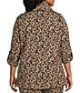 Calessa Plus Size Knit Leopard Cowl Neck 3/4 Roll-Tab Sleeve Coordinating Tunic - Image 2