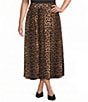 Calessa Plus Size Knit Leopard Print Pull-On A-Line Midi Skirt - Image 1